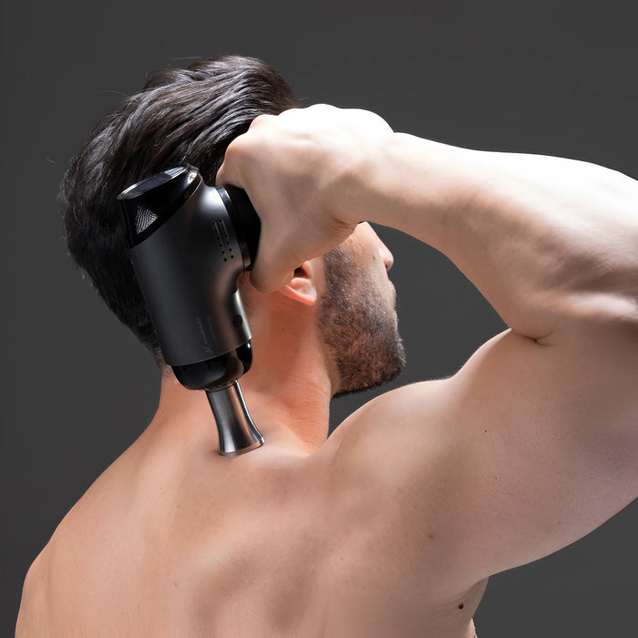 WAGNUM Massage gun being used to release arm muscle tention. 